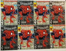 SPIDER-MAN 1 Marvel 1990 McFarlane GREEN & SILVER Variant NM Set LOT Of 8 Comics picture