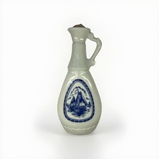 Vintage 1963 Jim Beam Milk Glass Decanter | Blue Delft Sailing Ship Windmill Bar picture
