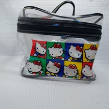 Vtg Hello Kitty 1989 Sanrio Clear Cosmetic Bag Small Carry Case Purse Makeup picture