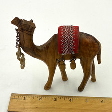 Vintage hand-carved olive wood camel figurine picture
