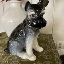 Vtg Schnauzer 11” Dog Statue Ceramic Puppy Terrier Figurine Large picture