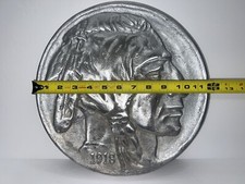 Vintage Cast Aluminum ENLARGED 1918 Buffalo Nickel RARE Plaque Collectable picture