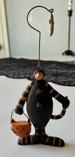 Vintage Williraye Studio Halloween Black Cat Wire Star Pumpkin Folk Art picture