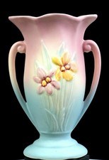 Hull Art Pottery Iris Line Pink & Blue Ombre Double Handled 8 1/2
