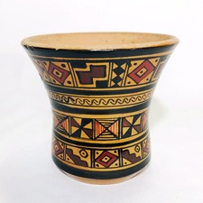 Terra Cotta Hand Decorated Traditional Inca-Style Peruvian Vase 3.5