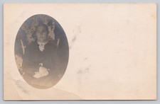Vintage AZO Real Photo Postcard RPPC of Elderly Woman in Victorian Dress picture