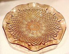 Vintage Marigold Carnival Glass Ruffled Iridescent Bowl Diamond Pattern 11 Inch picture