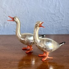 Set 2 Antq Mercury Art Glass Bimini GOOSE DUCK Christmas Figures Germany READ picture
