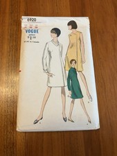 Vintage 1960s Vogue 6920 UNCUT Sewing Pattern Coatdress A-Line Size 16 Bust 36 picture