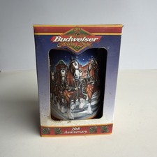 1999 Budweiser 20th Anniversary Holiday Stein with Clydesdales Horses in Box. picture