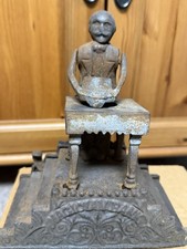 Antique J & E Stevens Magician Mechanical Cast Iron Bank Hat Trick c1901 picture