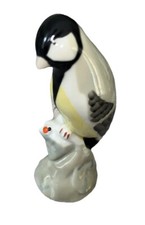 USSR Vintage Porcelain Bird Figurine  4 1/2” Perfect Cute Multicolored Signed picture