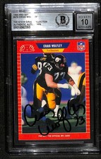 Craig Wolfley Signed 1989 Pro Set Steelers Rookie Card (RC) Beckett Auto 10 picture
