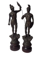 Pair of 19th-Century Roman Gladiator Spelter Statue Figures picture