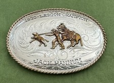 Rare Vintage 1970 Lagoon Rodeo Champion Sterling Silver OL BK Trophy Belt Buckle picture