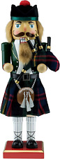 Green Scottish Bagpiper 12 Inch Traditional Wooden Nutcracker, Festive Christmas picture