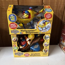 2- M&M's Candy Dispenser RARE/RETIRED Collectible-Helicopter , Airplane   picture