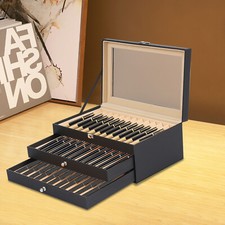 36 Slot Fountain Pen Holder Leather Display Case Organizer Collector Storage Box picture