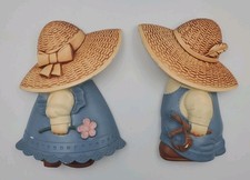 Vintage 1987 Miller Studios Sunbonnet Sue Overall Sam Chalkware FLAWS picture