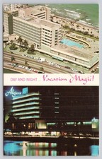 Algiers Hotel Miami Beach FL Day Night Views Vintage Chrome Postcard 1960s picture