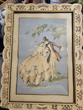 Vint Maud Eggemeyer 3D Paper Tole Art Romantic Regency Couple Ornate Lace Frame picture