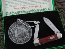 Case Cutlery Seasons Greetings 1996 Red Jigged Bone Canoe TruSharp 62131 Mint picture