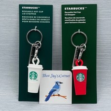 Starbucks Stopper Keychain for Reusable Cup White Red Christmas 2025 Set of 2 picture