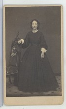 Identified Woman long Black Dress CDV Carte De Visite c1865 picture