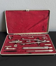 VTG 1950s RIEFLER 14+ Piece Draftsman Kit Metal Snap Case Made In Germany Clean picture