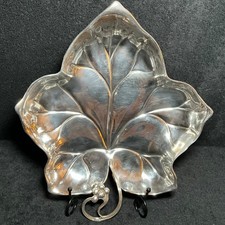 Vintage Eisenberg Lozano Silverplated Brass Footed Leaf Dish/Platter-11.5” picture