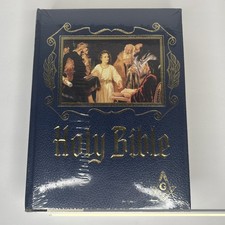 Masonic Holy Bible Freemason Heirloom Family Bible Blue picture
