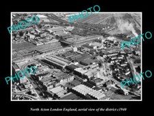 OLD LARGE HISTORIC PHOTO NORTH ACTON LONDON ENGLAND DISTRICT AERIAL VIEW c1940 picture
