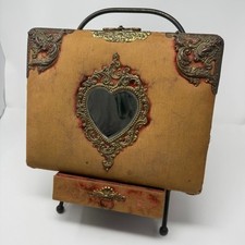 Victorian Standing Cabinet Card Photo Album Antique velvet heart mirror album picture