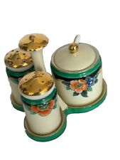 Vtg Discontinued Noritake Roseara Fine China Salt Pepper Jam Jar W/Spoon & Tray picture