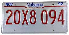 Vintage Alabama 1992 Natural Auto License Plate 20X8 094 Garage Pub Wall Decor picture