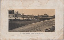 Illinois Central Depot Kankakee IL 1909 Railroad Station Postcard picture