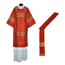 Red Deacon Dalmatic Vestment & Deacon's stole, American Dalmatic Chasuble NEW picture