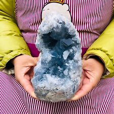 5.85LB Natural Beautiful Blue Celestite Crystal Geode Cave Mineral Specimen picture