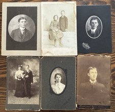 Lot of 6 Antique Cabinet Card Photos Unidentified 1880s-1910s Wedding/Portraits picture