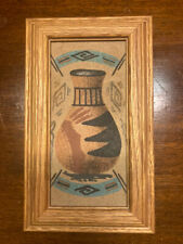 Vintage Native American Navajo Signed Sand Art Wooden Box Keepsake Trinket picture