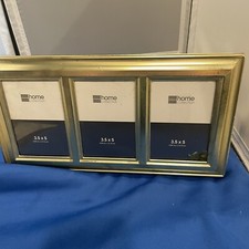 Vintage Tri Fold Picture Photo Frame 2 1/4 x 3 1/4 Wallet Hinge Gold Table Top picture