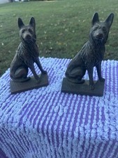 Vintage Chief of Police German Shepherd Cast Iron Copper/Bronze Bookends picture