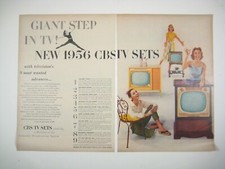Vintage 1956 CBS Television Sets Print Advertisement 2 Page MOD Fashion READ picture