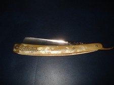 Vintage Double Dubl Duck Golden Edge Pearlduck Goldedge Straight Razor picture
