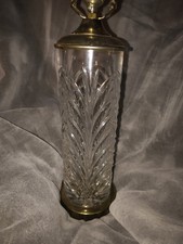 Vintage Waterford Crystal Herringbone Column Table Lamp Heavy Cut Glass Brass... picture