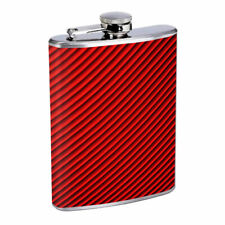 Red Stripes Em1 8oz Stainless Steel Flask Drinking Whiskey Liquor picture