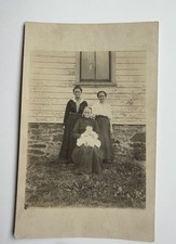 Antique RPPC Family By Home - 1910-1920 Postcard of 4 Generations Women W/ Baby picture