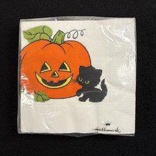 Vintage NIP Halloween Napkins Hallmark 20 Count Black Cat JOL Pumpkin 5