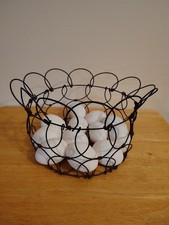 Vintage Metal Wire Egg Basket Collapsible Antique Rustic Farmhouse Decor picture