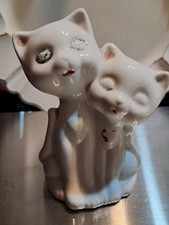 Ugly Cat Ugly Vintage Cat Figurine Two White Cats  picture
